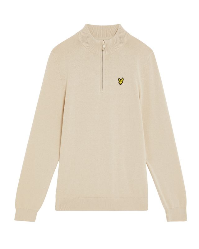 Lyle & Scott halfzip knit sweater putty