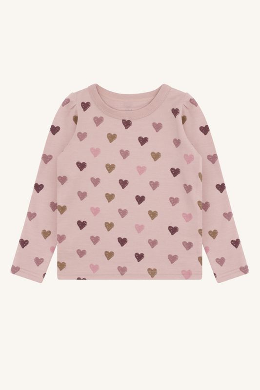 Hust & Claire Abba genser ull/bambus hearts puff adobe rose