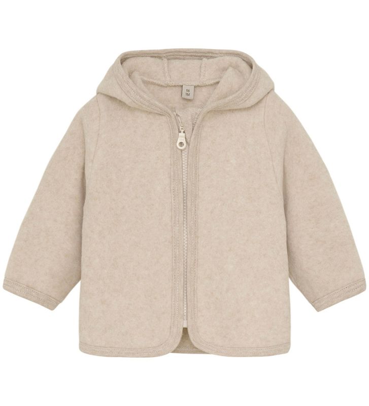 Huttelihut bomullsfleecejakke camel melange